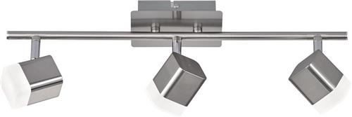LED Plafondspot - Torna Ribon - 12W - Warm Wit 3000K - 3-lichts - Rechthoek - Mat Nikkel - Aluminium