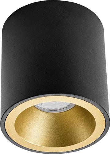 Opbouwspot GU10 - Proma Cliron Pro - Opbouw Rond - Mat Zwart/Goud - Aluminium - Verdiept - Ø90mm