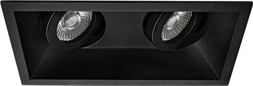 Spot Armatuur GU10 - Proma Zano Pro - GU10 Inbouwspot - Rechthoek Dubbel - Zwart - Aluminium - Kantelbaar - 185x93mm