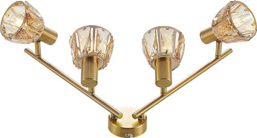 Lindby - plafondlamp - 4lichts - glas, staal - H: 18 cm - E14 - helder, messing