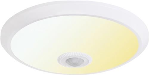 LED Plafondlamp met Sensor + Dag en Nacht Sensor - Kozolux Crimpy - 20W 1500lm - Aanpasbare Lichtkleur CCT - Opbouw - Rond - Wit