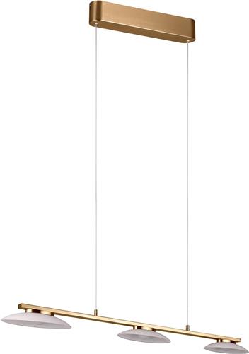 LED Hanglamp - Hangverlichting - Trion Tron - 9W - Warm Wit 3000K - 3-lichts - Dimbaar - Mat Messing - Metaal