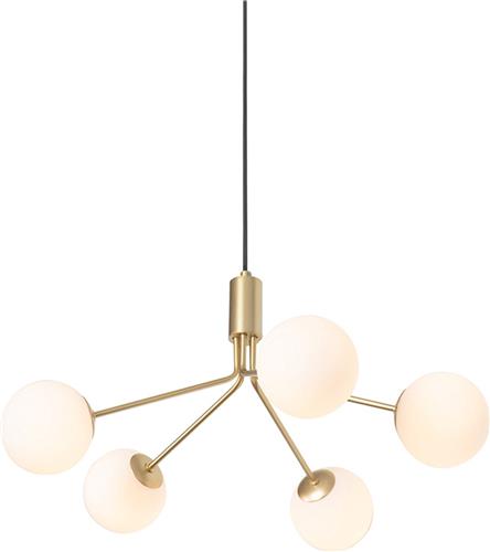 QAZQA coby - Art Deco Hanglamp eettafel - 5 lichts - Ø 55 cm - Goud/messing - Woonkamer | Slaapkamer | Keuken