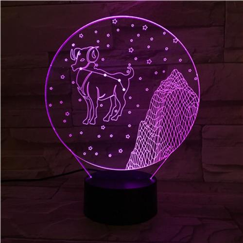 3D Led Lamp Met Gravering - RGB 7 Kleuren - Sterrenbeeld Ram