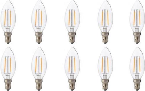 LED Lamp 10 Pack - Kaarslamp - Filament - E14 Fitting - 2W - Natuurlijk Wit 4200K