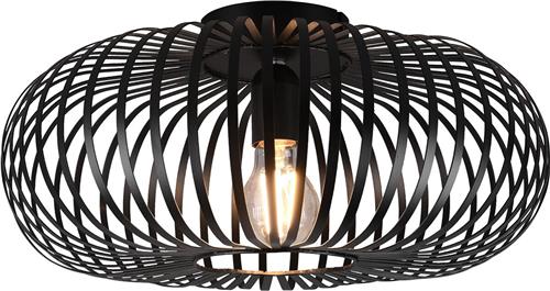 LED Plafondlamp - Plafondverlichting - Torna Johy - E27 Fitting - Rond - Industrieel - Mat Zwart - Aluminium - 40cm