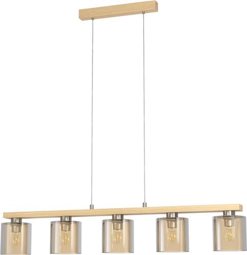 EGLO Castralvo Hanglamp - 5 lichts - E27 - glas - Bruin, grijs