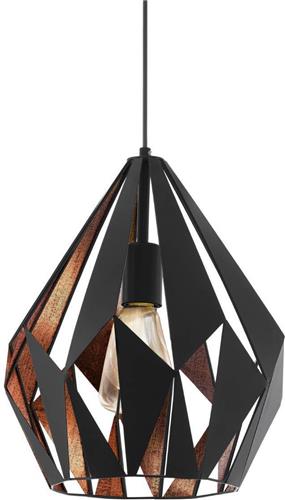 EGLO Carlton 1 Hanglamp - E27 - Ø 31 cm - Zwart/Koper