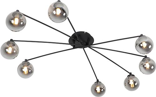 QAZQA athens - Moderne Plafondlamp - 8 lichts - L 1000 mm - Zwart - Woonkamer | Slaapkamer | Keuken