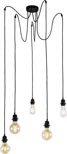 QAZQA cava luxe - Moderne Hanglamp voor boven de eettafel | in eetkamer - 5 lichts - Ø 950 mm - Zwart - Woonkamer | Slaapkamer | Keuken
