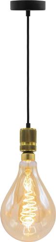 Industriële gouden snoerpendel - inclusief XXL LED lamp - unieke croissant spiraal