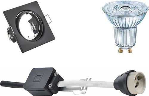LED Spot Set - OSRAM Parathom PAR16 940 36D - GU10 Fitting - Dimbaar - Inbouw Vierkant - Mat Zwart - 3.7W - Natuurlijk Wit 4000K - Kantelbaar 80mm