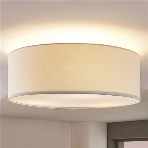 Lindby - plafondlamp - 3lichts - stof, metaal - H: 18 cm - E27 - wit, chroom