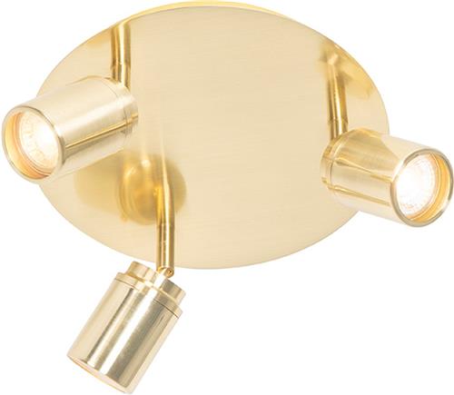 QAZQA ducha - Moderne Plafondspot | Spotje | Opbouwspot voor badkamer - 3 lichts - Ø 25 cm - Goud/messing -