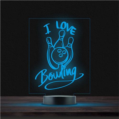 Led Lamp Met Gravering - RGB 7 Kleuren - I Love Bowling