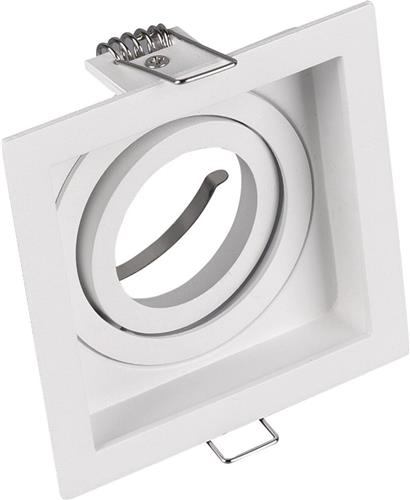 Spot Armatuur GU10 - Trion Kenan - GU10 Inbouwspot - Vierkant - 1-lichts - Wit - Aluminium - Verdiept - Kantelbaar - Ø90