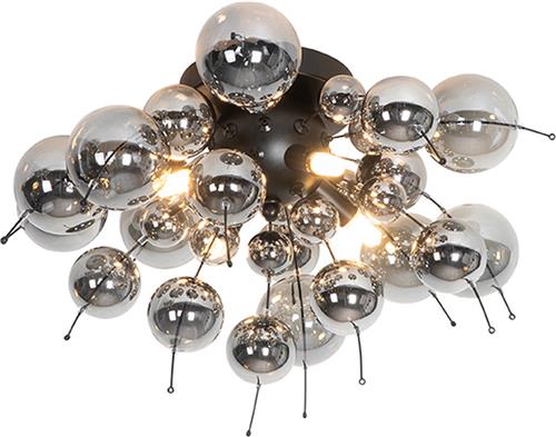 QAZQA explode - Design Plafondlamp - 4 lichts - Ø 500 mm - Zwart - Woonkamer | Slaapkamer | Keuken