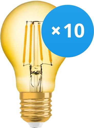 Voordeelpak 10x Osram Vintage 1906 LED Klassiek E27 A 4W 824 Filament Goud | Zeer Warm Wit - Vervangt 35W