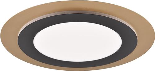 LED Plafondlamp - Plafondverlichting - Torna Groan - 42W - Aanpasbare Kleur - Afstandsbediening - Dimbaar - Rond - Zwart Goud - Metaal