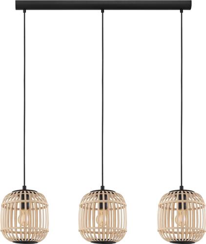 EGLO Bordesley Hanglamp - E27 - 91 cm - Zwart/Hout