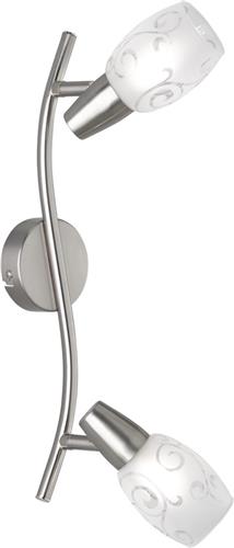 LED Plafondspot - Plafondverlichting - Trion Kalora - E14 Fitting - 2-lichts - Rechthoek - Mat Nikkel - Aluminium
