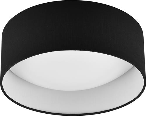 LED Plafondlamp - Torna Lukaku - Warm Wit - 3000K - 12W - Rond - Zwart - Textiel