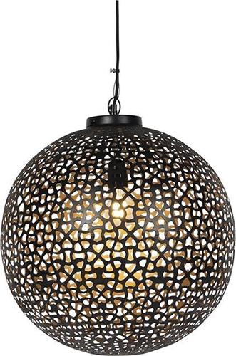 QAZQA radiante - Oosterse Hanglamp - 1 lichts - Ø 45 cm - Zwart Goud - Woonkamer | Slaapkamer