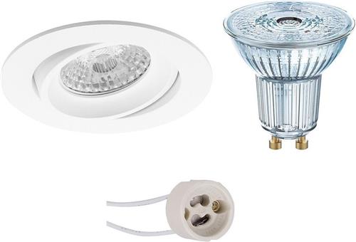 LED Spot Set - OSRAM Parathom PAR16 930 36D - Pragmi Delton Pro - GU10 Fitting - Dimbaar - Inbouw Rond - Mat Wit - 3.7W - Warm Wit 3000K - Kantelbaar - Ø82mm