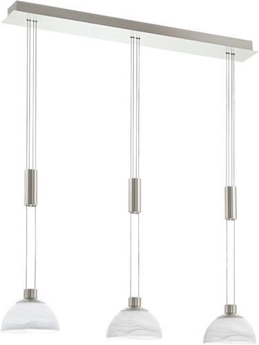 EGLO Montefio - Hanglamp - 3 Lichts - Nikkel-Mat - Alabaster Glas - Wit