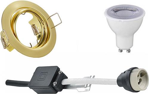 LED Spot Set - Torna - GU10 Fitting - Dimbaar - Inbouw Rond - Mat Goud - 6W - Warm Wit 3000K - Kantelbaar Ø83mm