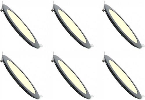LED Downlight Slim 6 Pack - Inbouw Rond 6W - Dimbaar - Zeer Warm Wit 2700K - Mat Zwart Aluminium - Ø120mm