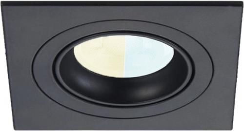 Inbouwspot Hasan met Philips HUE White Ambiance - spot - Zwart - vierkant - Voor binnen / woonkamer / keuken / slaapkamer - IP20 - GU10 - Buitendiameter: 92MM - boorgat: 80-82MM - min. Inbouwdiepte: 70MM
