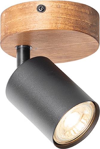 QAZQA jeana - Industriele Wand en Plafondspot | Spotje | Opbouwspot - 1 lichts - L 9.5 cm - Bruin - Industrieel - Woonkamer | Slaapkamer | Keuken