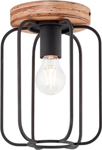 Plafondlamp Tosh 20cm zwart met houtbruin - 99500/66