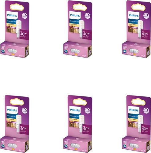 Philips Voordeelverpakking - G9 - LED Capsulelamp - 40W - Dimbaar - Warmwit Licht - Set van 6 Stuks