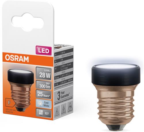 OSRAM LED Star ultracompacte designlamp in zwart, koud wit (4000 K), niet dimbaar, gemaakt van mat kunststof. Het biedt 3,5 W / 300 lm, met een CRI van 80, 35 mm, IP20 en EEK F.
