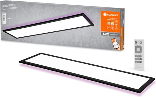 LEDVANCE LED plafondlamp zwart, 3-W, 17-LM, 3-65-K, 1-x25 cm, wandlamp dimbaar, RGB technologie, Smart+Planon, bedienbaar via app of stemassistent zoals Alexa of Google,