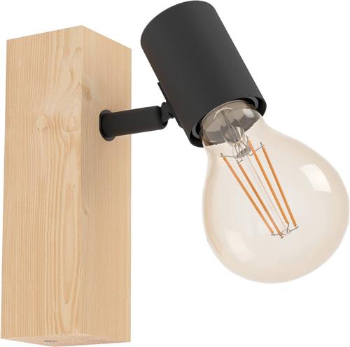 EGLO Townshend 3 Spot - E27 - 16,5 cm - Bruin/Zwart - FSC Hout