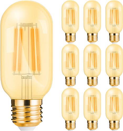 Voordeelpak 10x LED Lamp E27 Buis Filament - Brinton - Amber 4W 360lm - 822 Zeer Warm Wit 2200K - T45 | Vervangt 32W