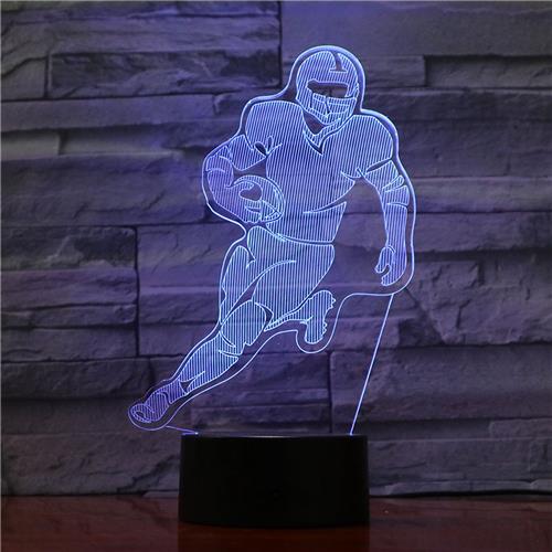 3D Led Lamp Met Gravering - RGB 7 Kleuren - Rugby