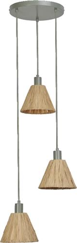 LEDVANCE hanglamp 3-lamps Decor Raffia Plate groen van raffia & metaal, E27, 430 mm diameter, lampenkap van gerecycled materiaal, duurzaam dankzij vervangbare lichtbron, eenvoudig te installeren