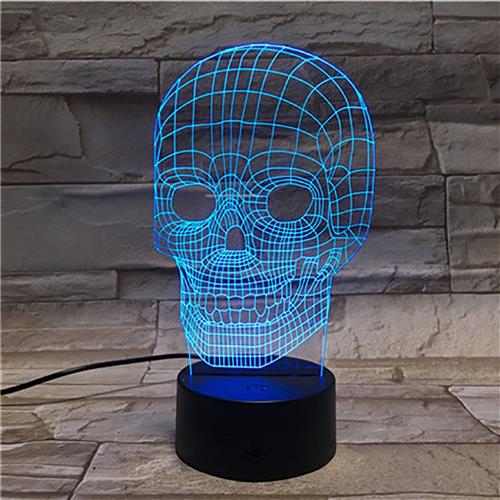 3D Led Lamp Met Gravering - RGB 7 Kleuren - Skelet - Schedel