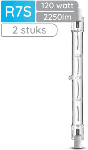 Modee Halogeenlamp R7s Dimbaar - 120W 2700K 2250lm 230V - Staaflamp - 118mm - Warm Wit - 2 stuks