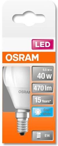 OSRAM 4058075430815 LED-lamp Energielabel F (A - G) E14 Peer 5.5 W = 40 W Koudwit (Ø x l) 45 mm x 82 mm 1 stuk(s)
