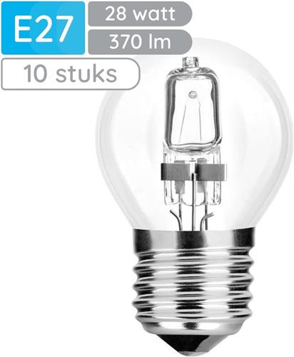 Modee E27 Halogeen Lamp Dimbaar 28W ECO - 370lm - 2700K - Warm Wit - ECO Halogeen Globe Mini P45 - 10 stuks