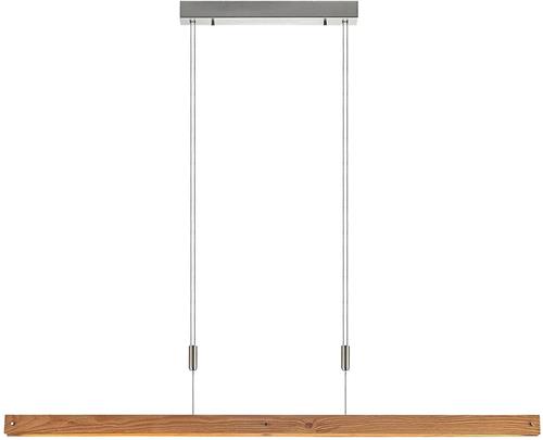 Lindby - Hanglamp- met dimmer - 1licht - Metaal, eikenhout - H: 5 cm - nikkel mat, hout licht - Inclusief lichtbron