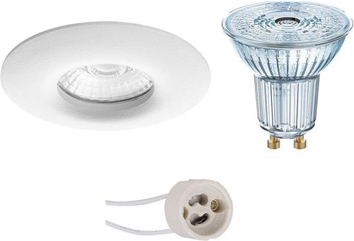 LED Spot Set - OSRAM Parathom PAR16 940 36D - Proma Luno Pro - Waterdicht IP65 - GU10 Fitting - Dimbaar - Inbouw Rond - Mat Wit - 3.7W - Natuurlijk Wit 4000K - Ø82mm
