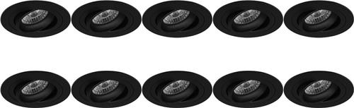 Spot Armatuur 10 Pack - Pragmi Alpin Pro - GU10 Inbouwspot - Rond - Zwart - Aluminium - Kantelbaar - Ø92mm