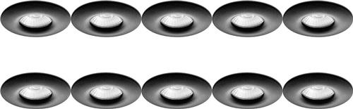 Spot Armatuur 10 Pack - Pragmi Luno Pro - GU10 Inbouwspot - Waterdicht IP65 - Rond - Zwart - Aluminium - Ø82mm