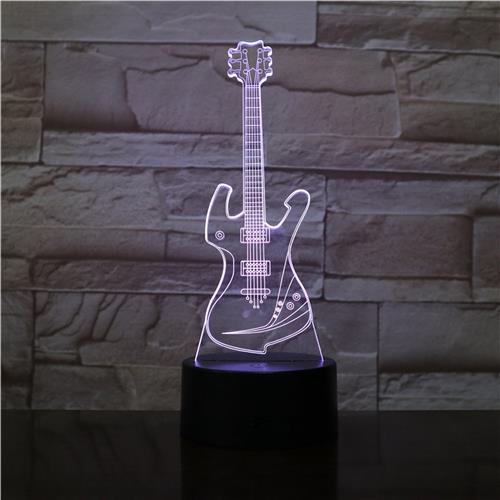 3D Led Lamp Met Gravering - RGB 7 Kleuren - Gitaar
